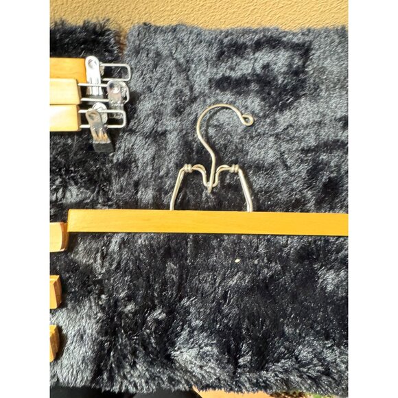 Vintage Wooden Skirt/Pant Hangers With Metal Clips & Swivel Hooks Set Of 7 - Picture 3 of 4